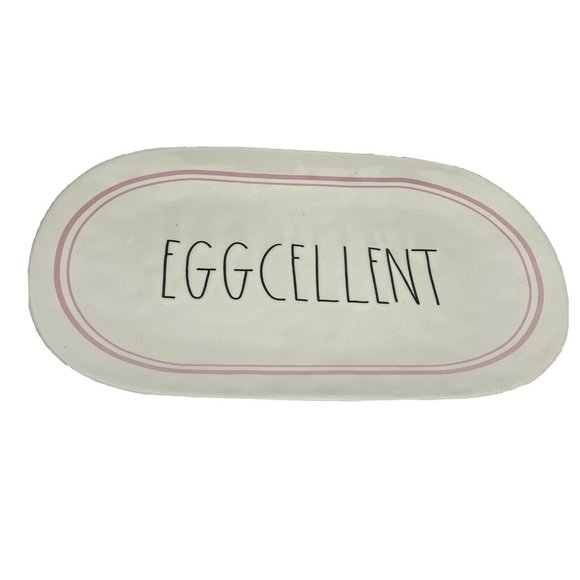Rae Dunn EGGCELLENT Egg Oval Platter Tray serving plate Easter bunny spring - Picture 1 of 7